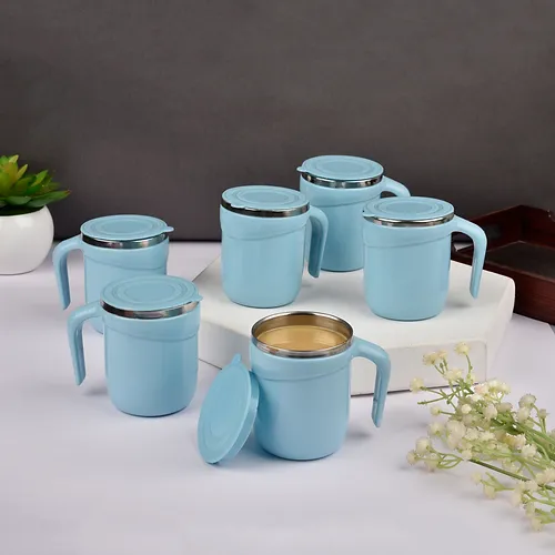 SUGAR Homeware Teatime Stainless Steel Double Wall Tea Coffee cup 200ml set of 6