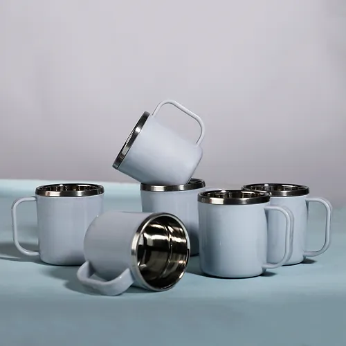 SUGAR Homeware Chaicup Stainless Steel Double Wall Tea Coffee cup 130ml set of 6