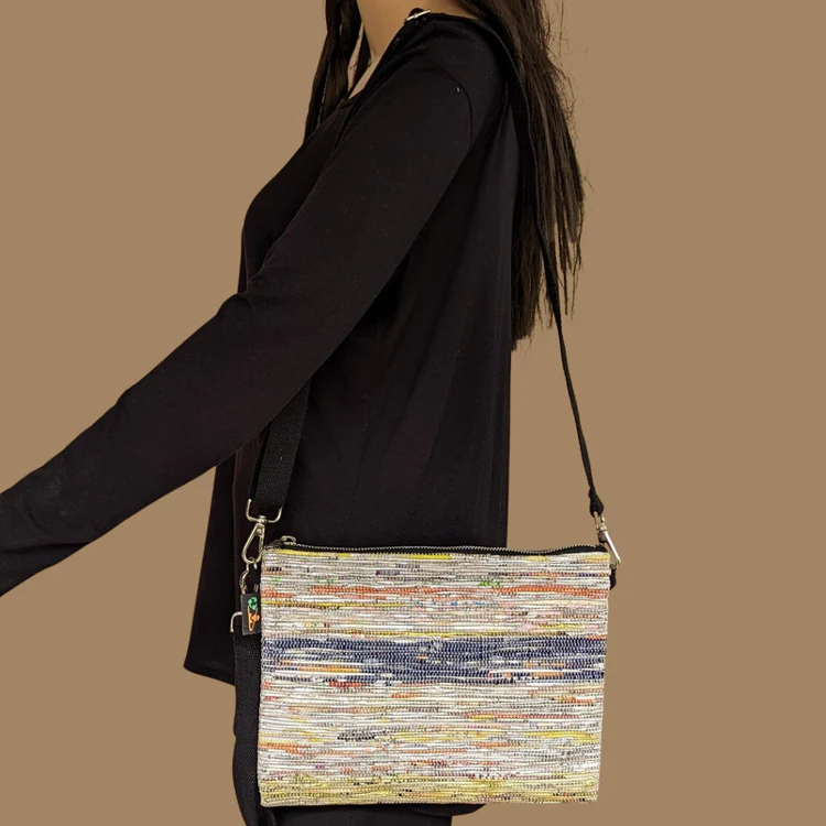 Shimmery Multicolored Upcycled Handwoven Sling Bag (SI0624-020) PS_W