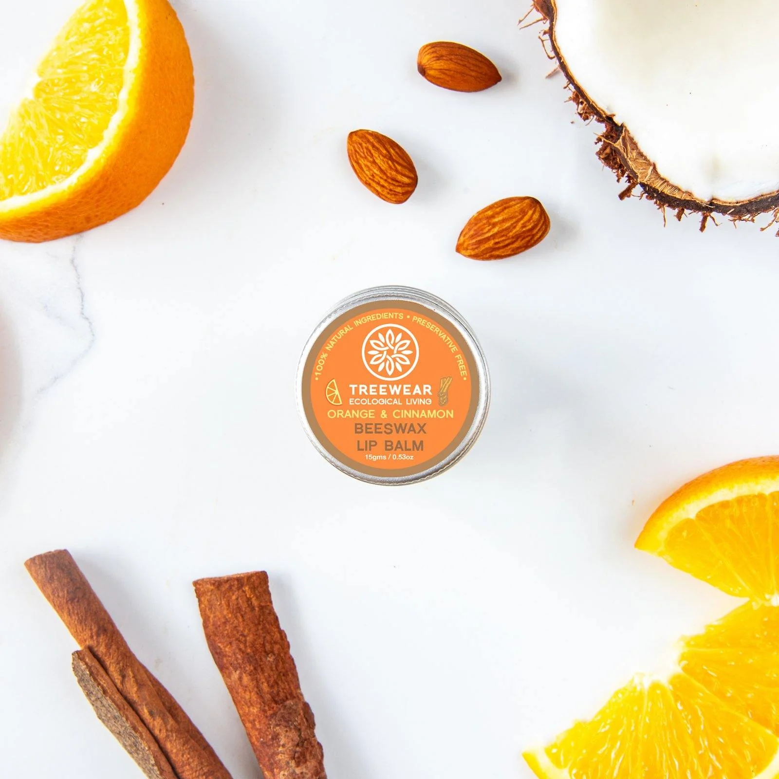 Natural Wax Lip Balm - Orange &amp; Cinnamon