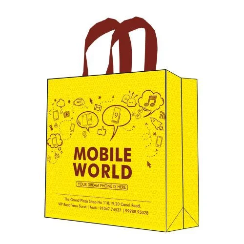 Mobile World Non Woven Box Bag W 10” x H 10” x G 4”