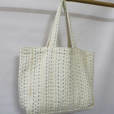 QUILTED HANDBAG IN KANTHA