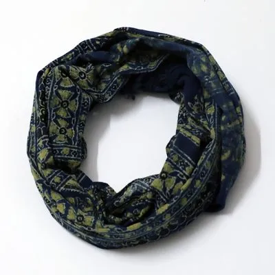 Teal Blue Scarf in Indian Ajrakh Print