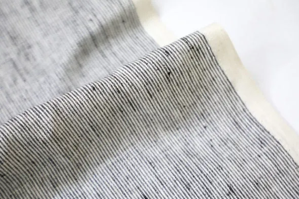 Striped Linen Fabric in Black and White