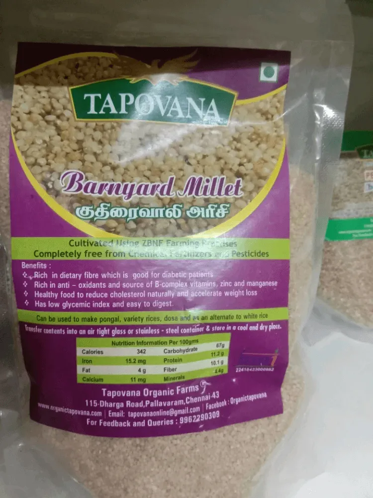Indian Tapovana Organic Barnyard Millet, For Cooking, Packaging Size: 500g