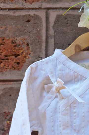 'Hug' | Unisex full sleeve tie up shirt in off white handwoven stripes - Image 3