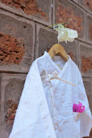 'Hug' | Unisex full sleeve tie up shirt in off white handwoven stripes - Image 4