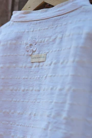 'Hug' | Unisex full sleeve tie up shirt in off white handwoven stripes - Image 5