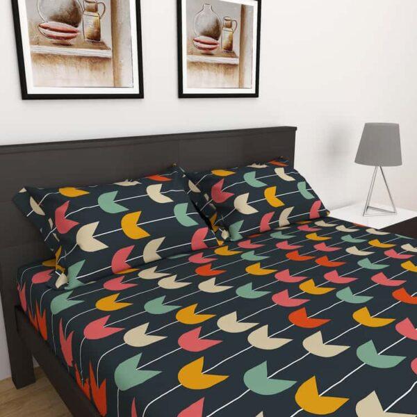 Corsica Elegant Microfibre 3Pcs Printed Queen Bedsheet Set star - Image 2