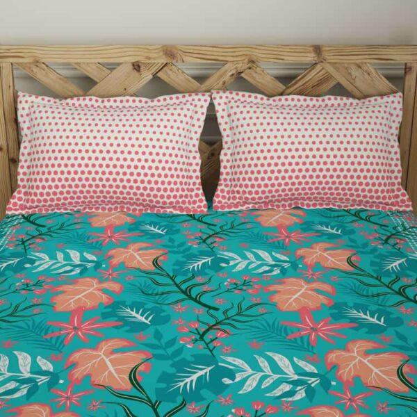 SPACES Printed 3-Piece Teal Cottonÿ King Fitted Sheet Set- 1.98 m x 2.35 m - Image 4