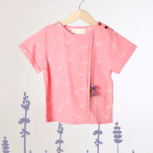 'Lavender for Luck' - Unisex Hidden Pocket Organic Cotton T-Shirt in Pink Floral