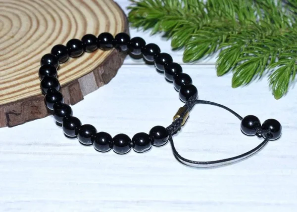 Unisex Real Black Tourmaline Healing Bracelet - Black