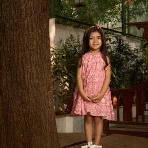 'Kin’ halterneck girls dress in pink floral hand block print cotton 1 review