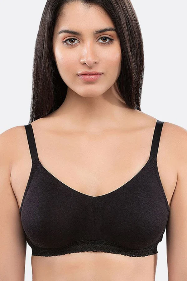 Organic Seamless Laced Bra-ISB054-Black - Image 4