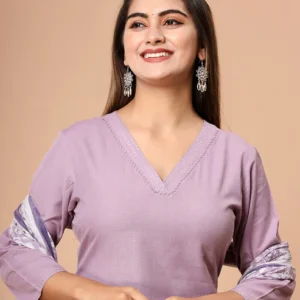 Violet Handloom Cotton Straight Kurta with Pockets