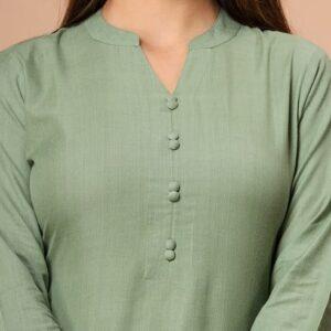 Sage Green Handloom Cotton Straight Kurta with Pockets
