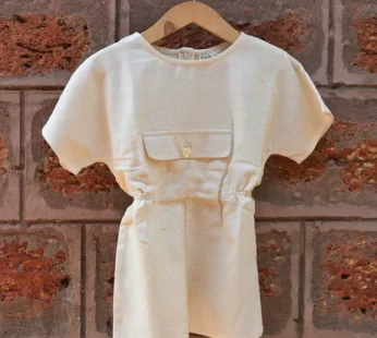 ‘Carry Kindness’ | Unisex jumpsuit with big center pocket in handwoven kora cotton