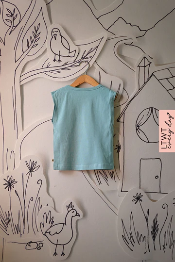 Everyday kids unisex sleeveless tee in sea green - Image 2