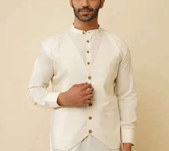 Off White Khadi Cotton Jacket