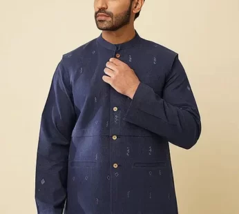 Blue Khadi Cotton Jacket