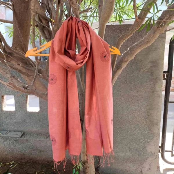 Burnt Orange Hand-embroidered Stole