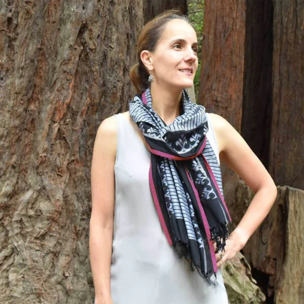 Checkmate Stripes Handwoven Ikat Scarf