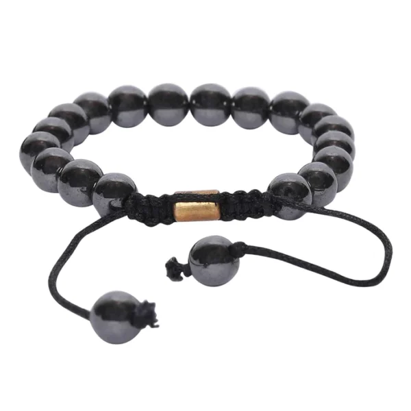 Unisex Real Hematite Healing Bracelet - Black - Image 3