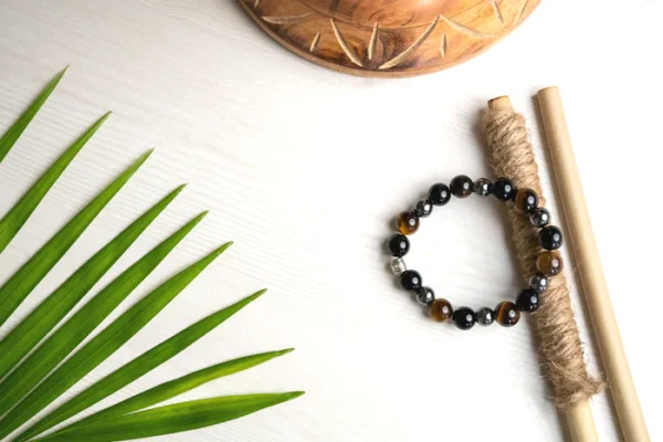 Black obsidian, tiger eye and hematite bracelet for cleansing, clarity strong mind, grounding & better health - Image 2