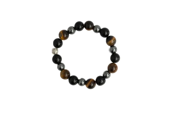 Black obsidian, tiger eye and hematite bracelet for cleansing, clarity strong mind, grounding & better health - Image 3