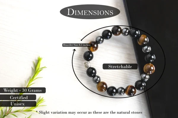 Black obsidian, tiger eye and hematite bracelet for cleansing, clarity strong mind, grounding & better health - Image 5