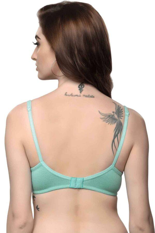 Organic Cotton Antimicrobial Laced non-Padded Bra-ISB019-Oceangreen - Image 3
