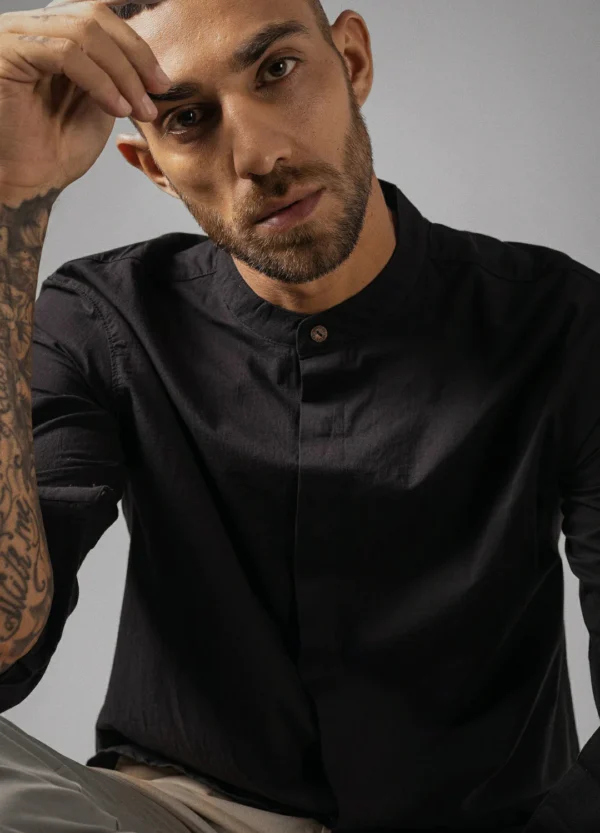 Black Mandarin Shirt - Image 3