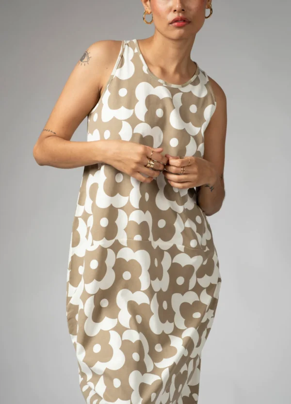 Sand Floral Sack Dress - Image 2