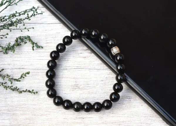 Certified Unisex Obsidian Bracelet - Black