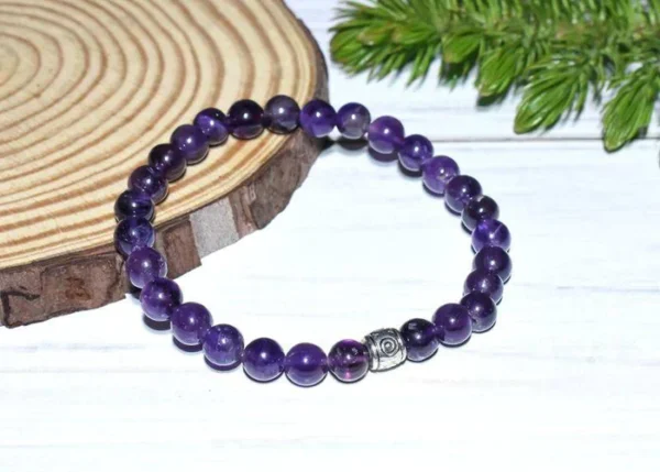 Real Amethyst Stone Healing Bracelet - Purple - Image 2