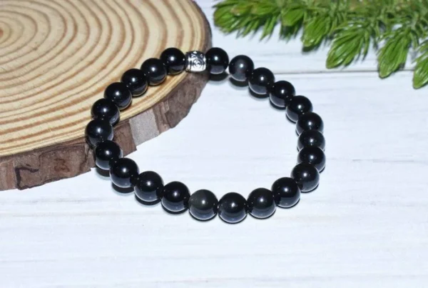 Certified Unisex Obsidian Bracelet - Black - Image 2