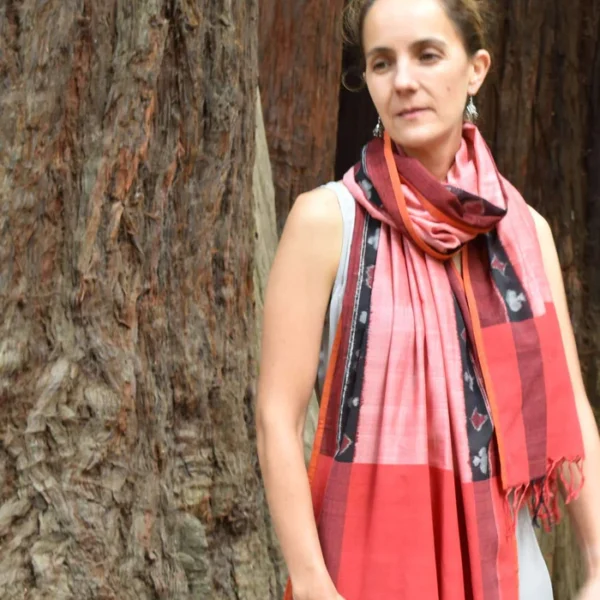 Taash Red Ikat Stole - Image 2