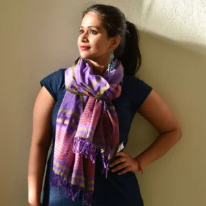 Pankh Dots Purple Ikat Scarf