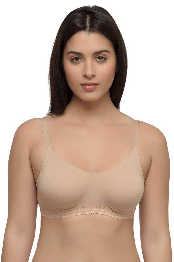 Organic Cotton Antimicrobial Seamless Laced Bra-ISB054-Skin - Image 2