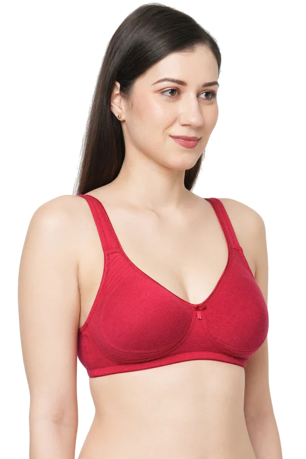Organic Cotton Antimicrobial Seamless Side Support Bra-ISB057-Maroon - Image 2