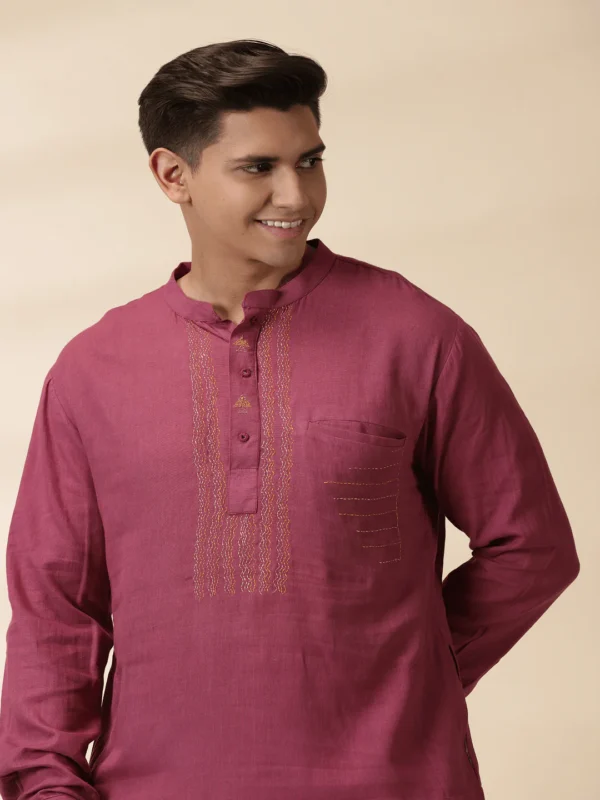 Majenta Khadi Men's Kurta - Image 3