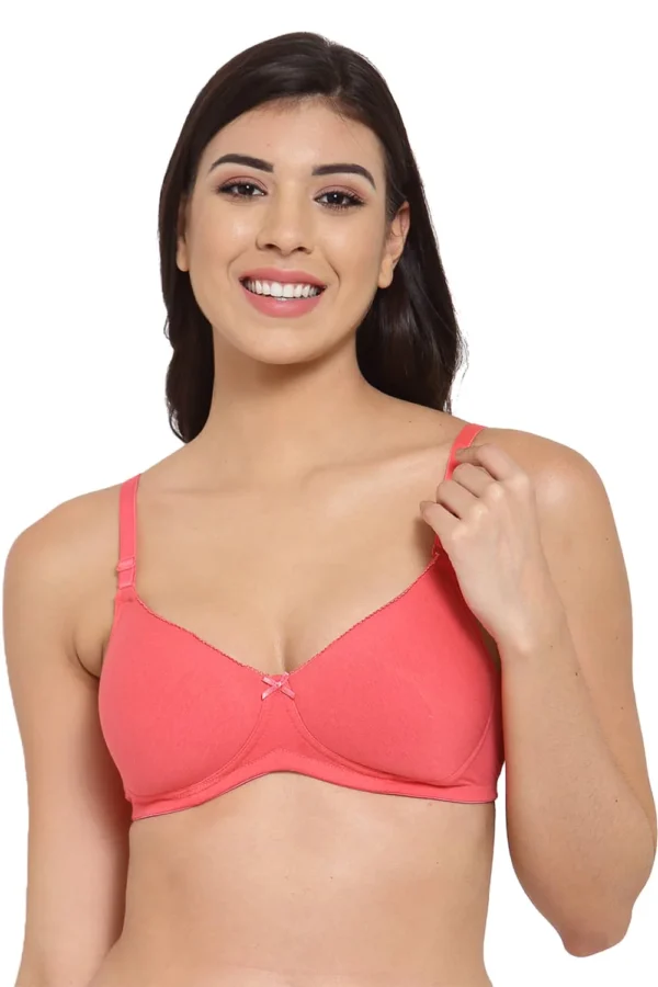 Organic Cotton Antimicrobial Padded t-shirt Bra-ISB104-Bright Pink - Image 2