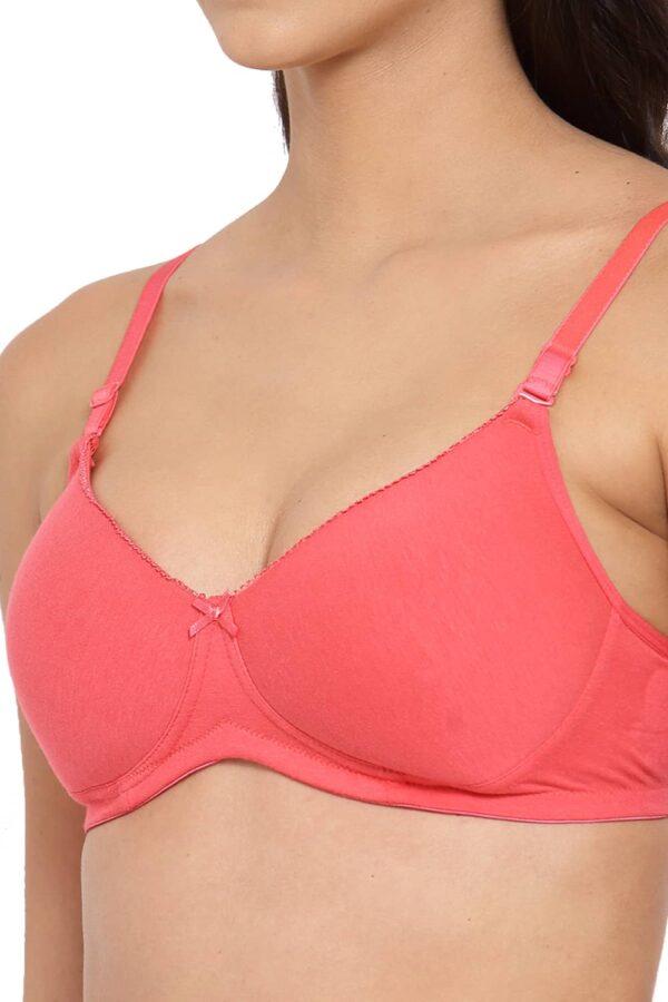 Organic Cotton Antimicrobial Padded t-shirt Bra-ISB104-Bright Pink - Image 3