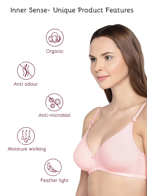 Organic Cotton Antimicrobial Seamless Triangular bra-ISB002-Pink - Image 5