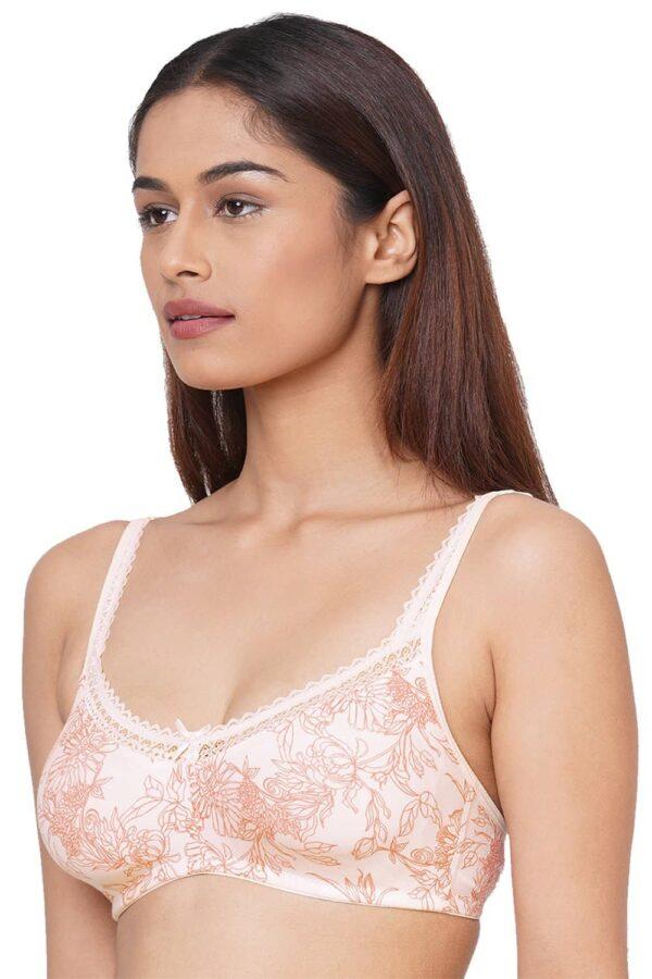 Organic Cotton Antimicrobial Soft Laced Bra-ISB017-Carrot Print - Image 3