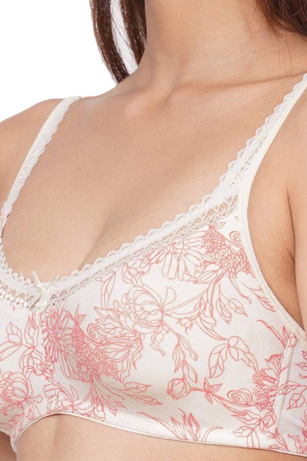 Organic Cotton Antimicrobial Soft Laced Bra-ISB017-Carrot Print