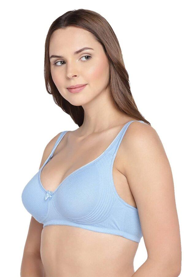 Organic Cotton Antimicrobial Seamless Side Support Bra-ISB057-SkyBlue - Image 3