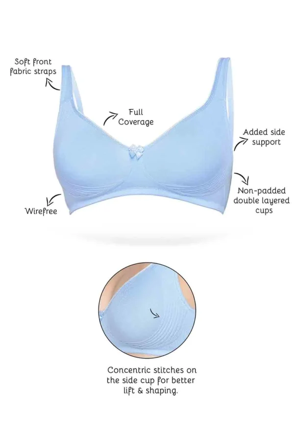 Organic Cotton Antimicrobial Seamless Side Support Bra-ISB057-SkyBlue - Image 6