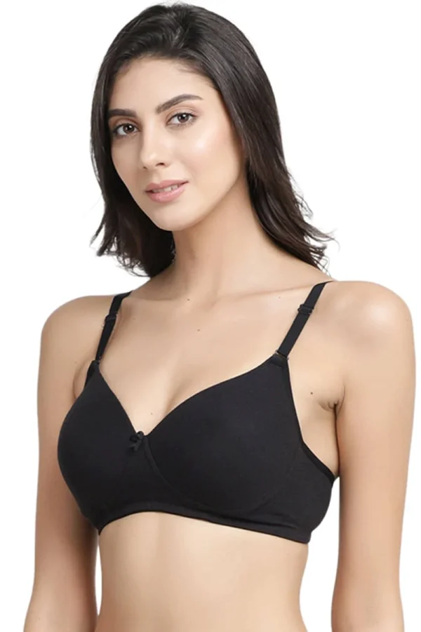 Organic Cotton Antimicrobial Wire-Free Padded Bra-ISB068-Black - Image 4