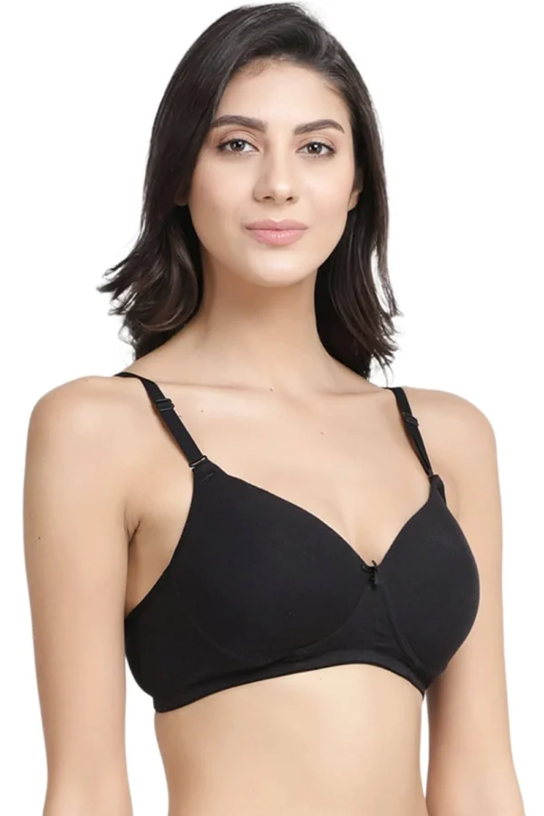 Organic Cotton Antimicrobial Wire-Free Padded Bra-ISB068-Black - Image 6